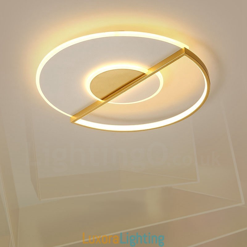 Designer Touch Decorative Gold Ultra Thin Modern Contemporary Nordic Style Flush Mount Ceiling Lights with Remote Control Also Can Be Used As Wall Light