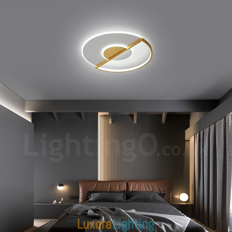 Designer Touch Decorative Gold Ultra Thin Modern Contemporary Nordic Style Flush Mount Ceiling Lights with Remote Control Also Can Be Used As Wall Light