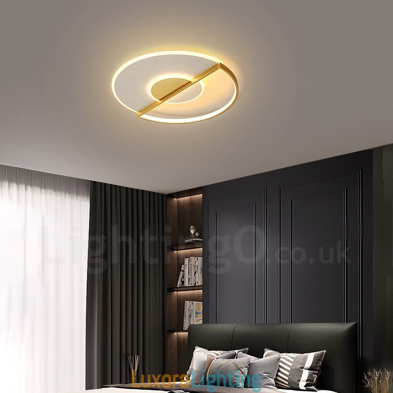 Designer Touch Decorative Gold Ultra Thin Modern Contemporary Nordic Style Flush Mount Ceiling Lights with Remote Control Also Can Be Used As Wall Light