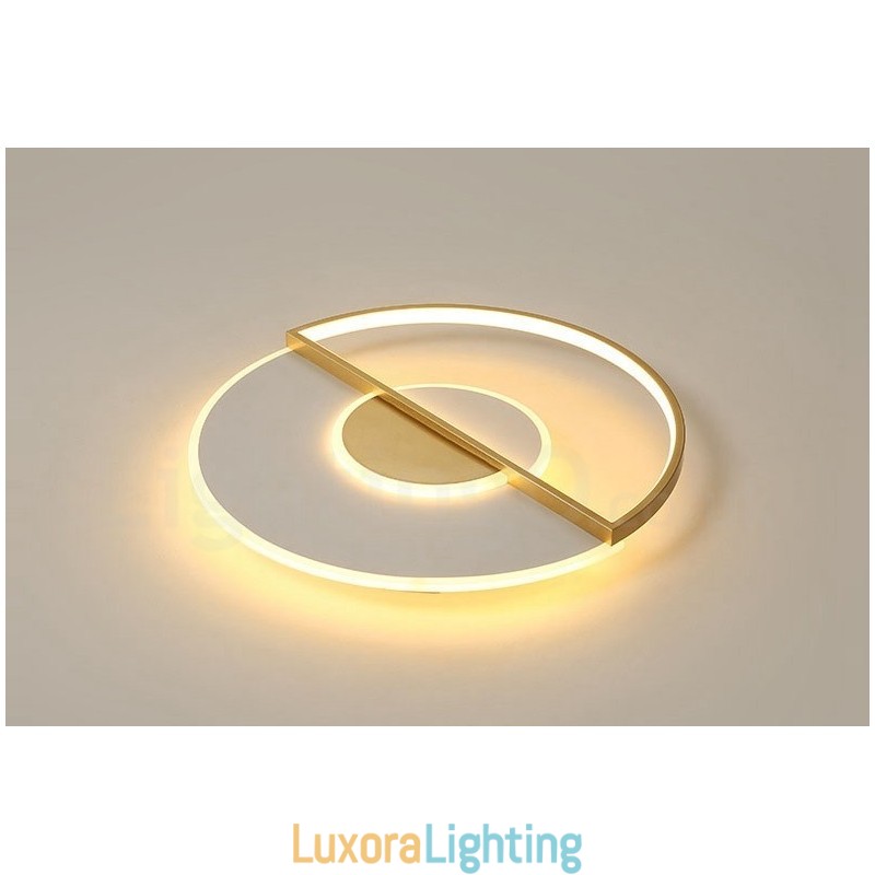 Designer Touch Decorative Gold Ultra Thin Modern Contemporary Nordic Style Flush Mount Ceiling Lights with Remote Control Also Can Be Used As Wall Light