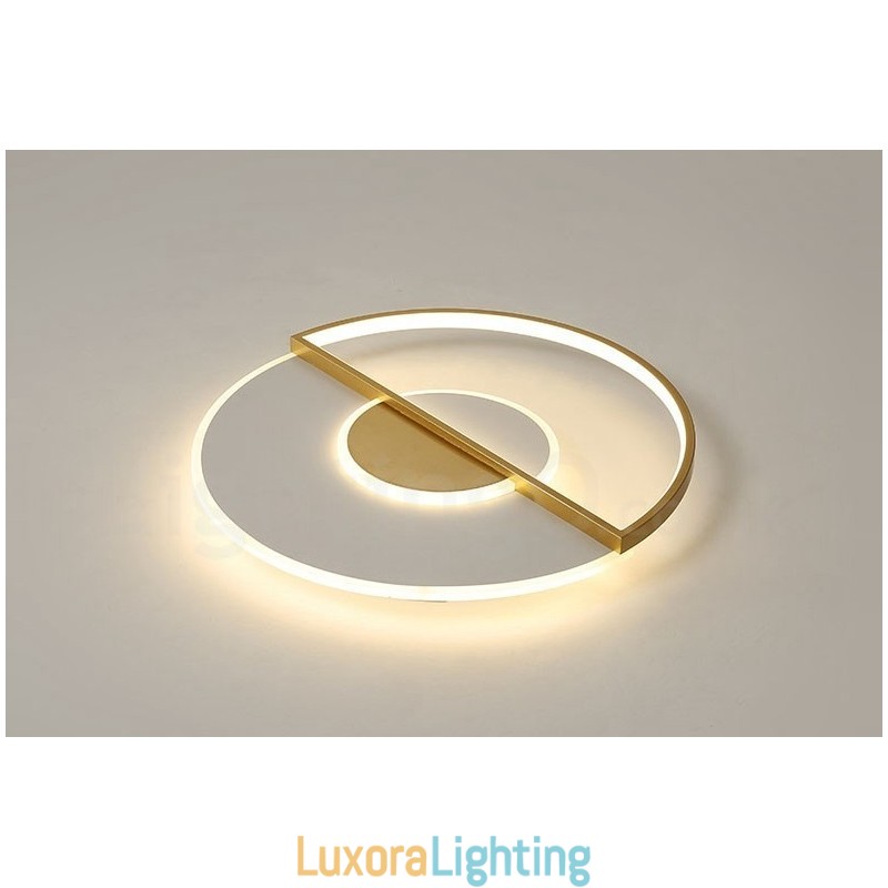 Designer Touch Decorative Gold Ultra Thin Modern Contemporary Nordic Style Flush Mount Ceiling Lights with Remote Control Also Can Be Used As Wall Light