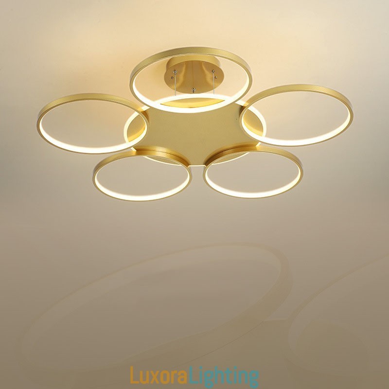 Designer Touch Decorative Gold Modern Contemporary Nordic Style Circle Ceiling Chandelier with Remote Control Also Can Be Used As Wall Light