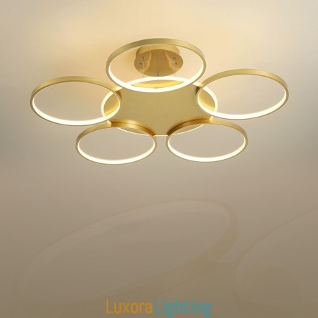 Designer Touch Decorative Gold Modern Contemporary Nordic Style Circle Ceiling Chandelier with Remote Control Also Can Be Used As Wall Light