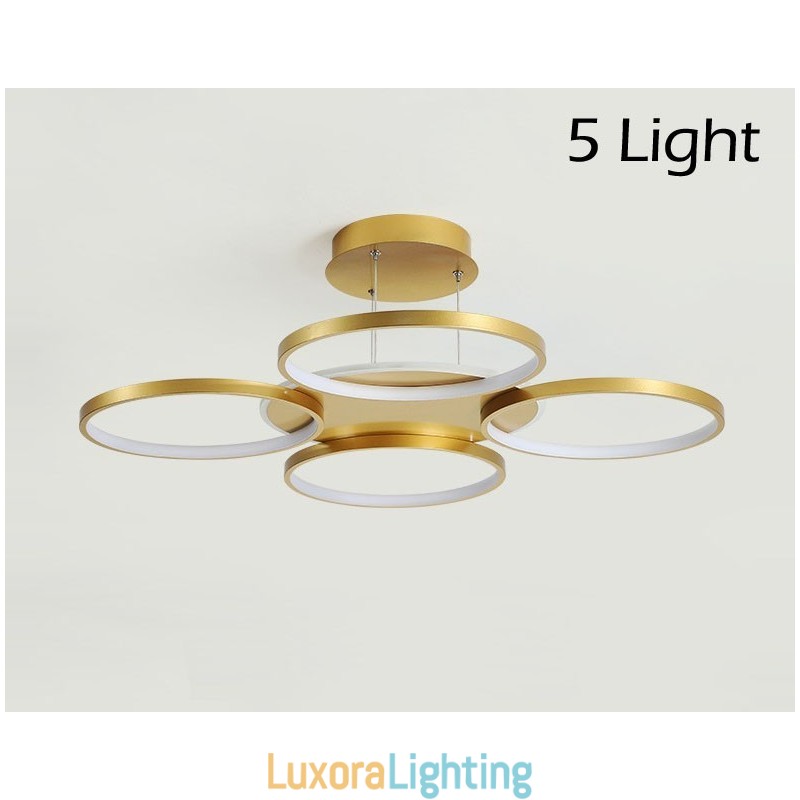 Designer Touch Decorative Gold Modern Contemporary Nordic Style Circle Ceiling Chandelier with Remote Control Also Can Be Used As Wall Light