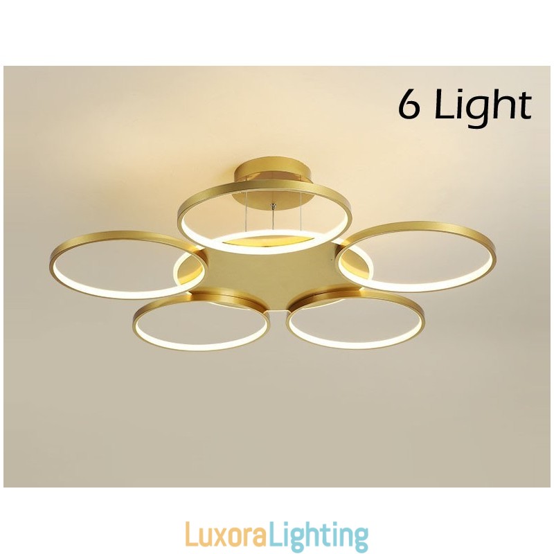Designer Touch Decorative Gold Modern Contemporary Nordic Style Circle Ceiling Chandelier with Remote Control Also Can Be Used As Wall Light