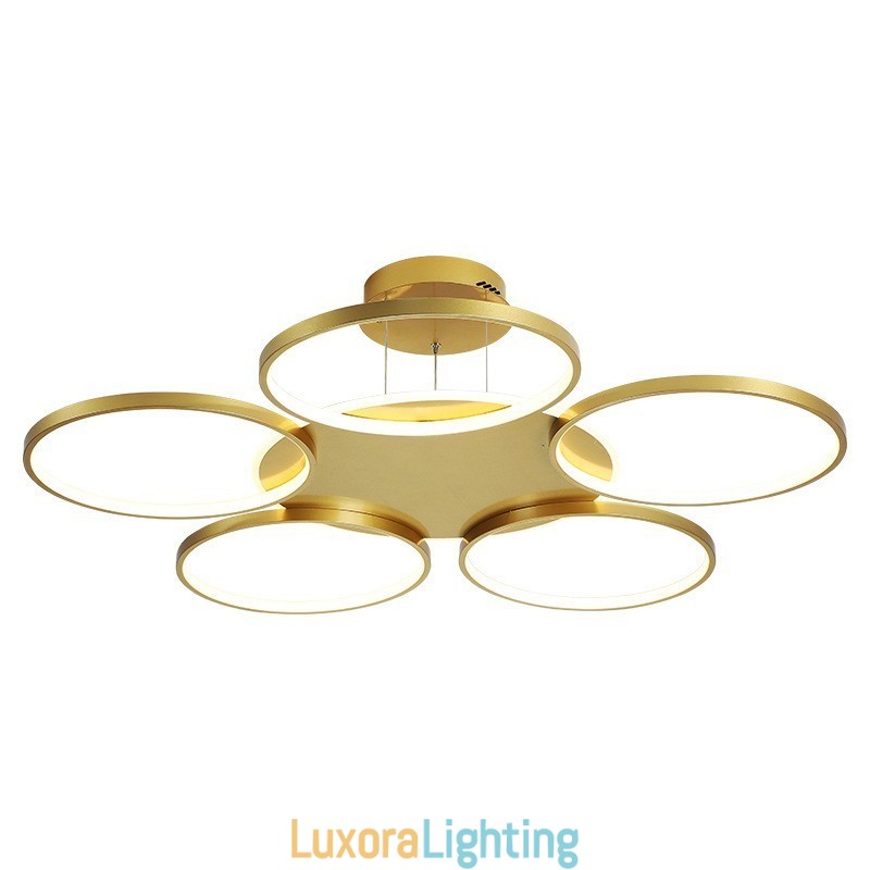 Designer Touch Decorative Gold Modern Contemporary Nordic Style Circle Ceiling Chandelier with Remote Control Also Can Be Used As Wall Light
