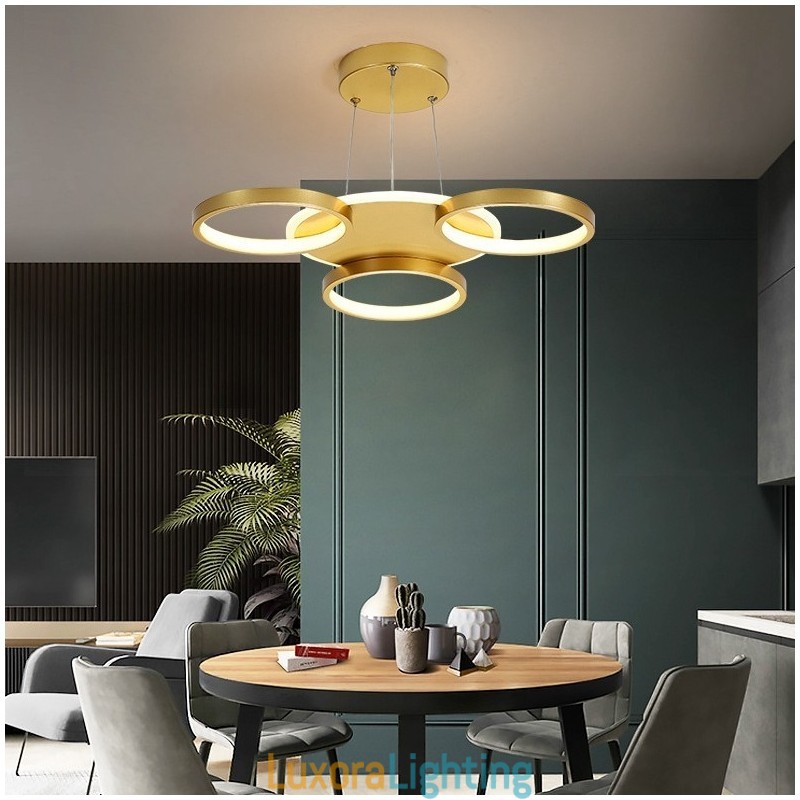 Designer Touch Decorative Gold Modern Contemporary Nordic Style Circle Ceiling Chandelier with Remote Control Also Can Be Used As Wall Light