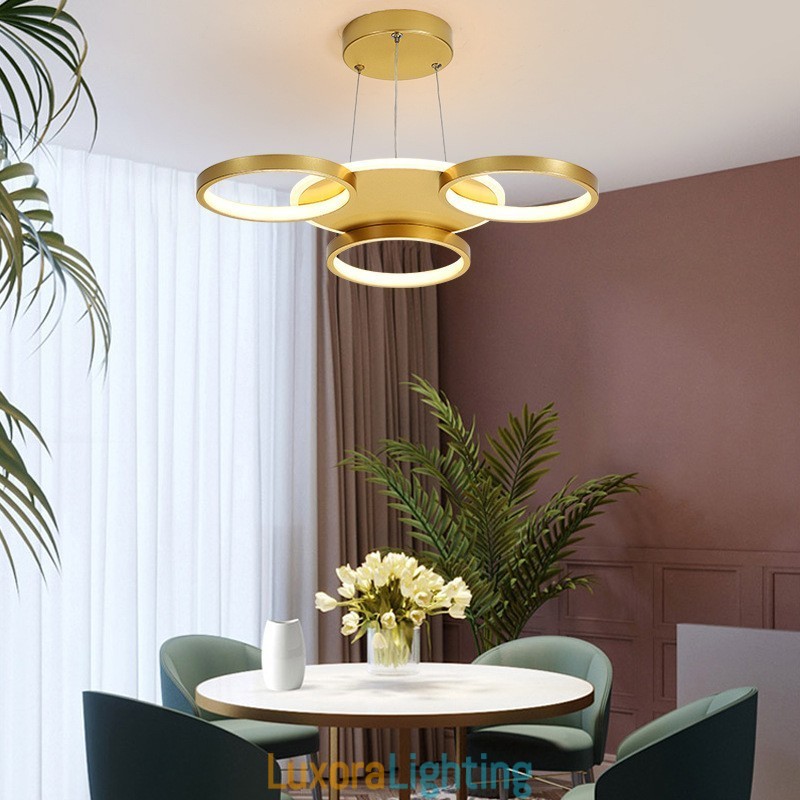 Designer Touch Decorative Gold Modern Contemporary Nordic Style Circle Ceiling Chandelier with Remote Control Also Can Be Used As Wall Light