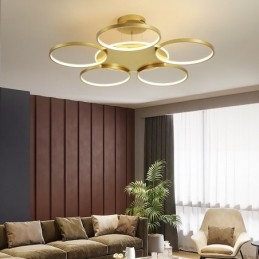 Designer Touch Decorative Gold Modern Contemporary Nordic Style Circle Ceiling Chandelier with Remote Control Also Can Be Used As Wall Light