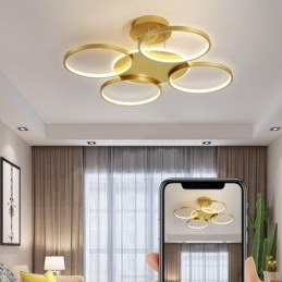 Designer Touch Decorative Gold Modern Contemporary Nordic Style Circle Ceiling Chandelier with Remote Control Also Can Be Used As Wall Light