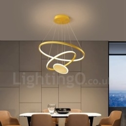 Designer Touch Decorative Three Circles Modern Design Three Rings Gold Pendant Light with Remote Control