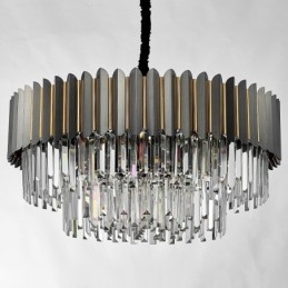 Designer Touch Decorative Luxury Postmodern Black and Gold Round K9 Crystal Pendant Chandelier Exhibition Hall