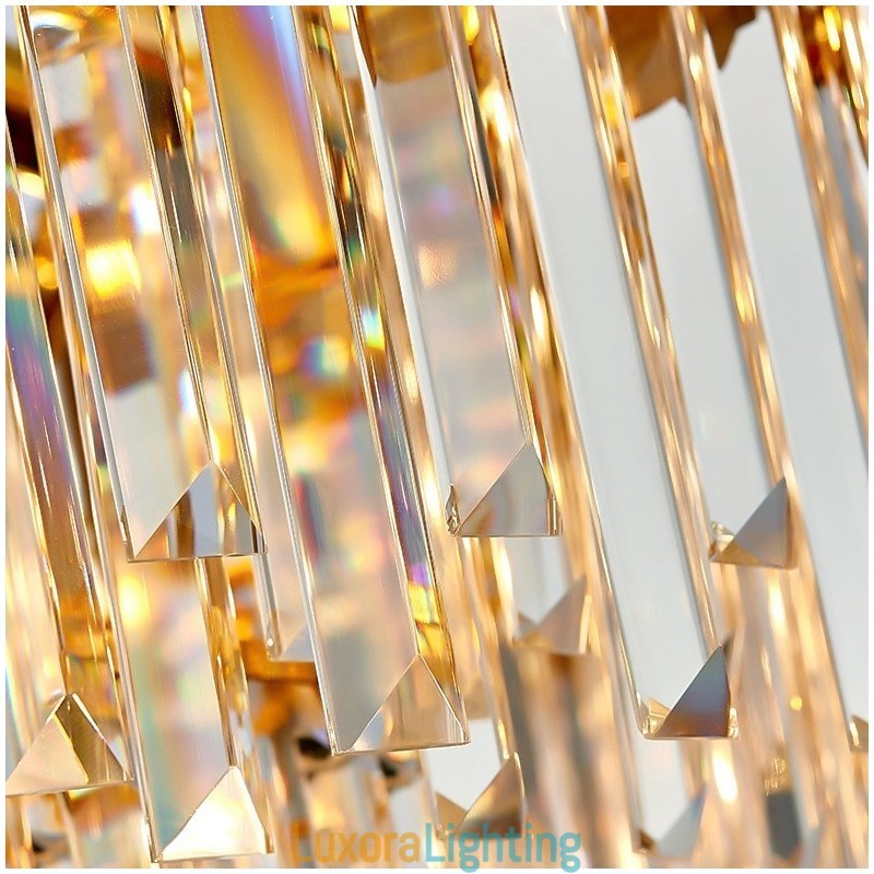 Designer Touch Decorative Two Tiers Luxury Postmodern Black and Gold Round K9 Crystal Pendant Chandelier