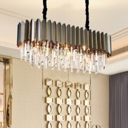 Designer Touch Decorative Luxury Postmodern Black and Gold Round K9 Crystal Pendant Chandelier