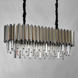 Designer Touch Decorative Luxury Postmodern Black and Gold Round K9 Crystal Pendant Chandelier