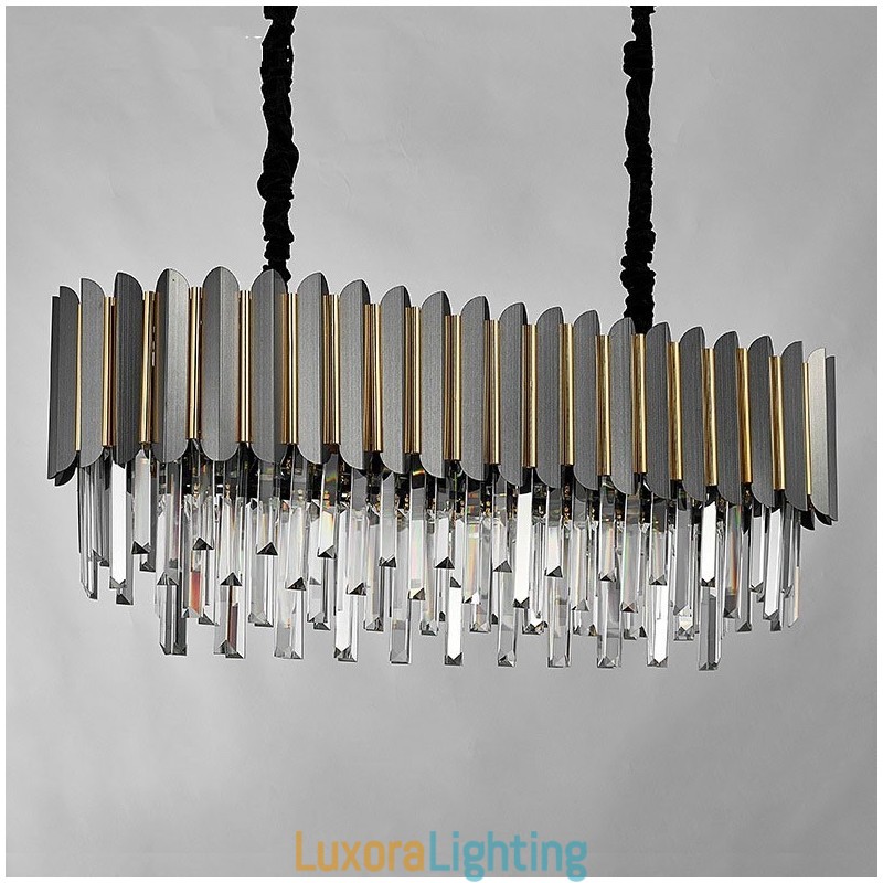 Designer Touch Decorative Luxury Postmodern Black and Gold Round K9 Crystal Pendant Chandelier