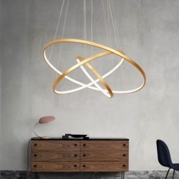 Designer Touch Decorative Dimmable Pendant Light with Remote Control Gold Modern Design Three Rings