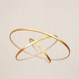 Designer Touch Decorative Dimmable Pendant Light with Remote Control Gold Modern Design Three Rings