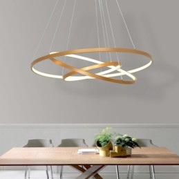 Designer Touch Decorative Dimmable Pendant Light with Remote Control Gold Modern Design Three Rings