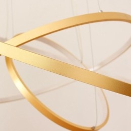 Designer Touch Decorative Dimmable Pendant Light with Remote Control Gold Modern Design Three Rings
