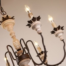 Designer Touch Decorative Country Vintage Wooden 6 Light Chandelier Light