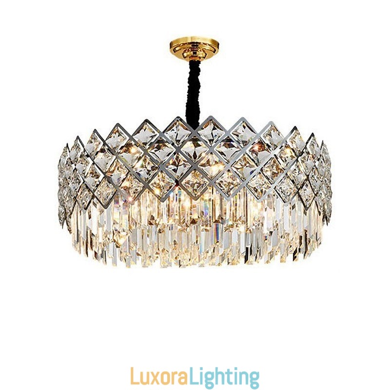 Designer Touch Decorative Luxury Postmodern Silver Round K9 Crystal Pendant Chandelier