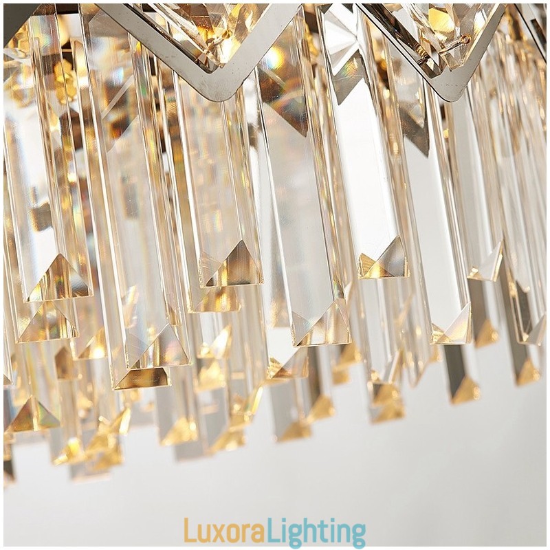 Designer Touch Decorative Luxury Postmodern Silver Round K9 Crystal Pendant Chandelier