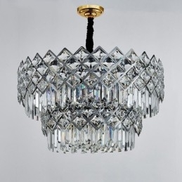 Designer Touch Decorative Two Tiers Luxury Postmodern Black and Gold Round K9 Crystal Pendant Chandelier
