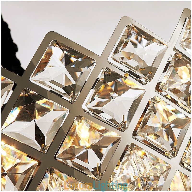 Designer Touch Decorative Two Tiers Luxury Postmodern Black and Gold Round K9 Crystal Pendant Chandelier