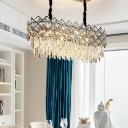 Designer Touch Decorative Luxury Postmodern Silver Round K9 Crystal Pendant Chandelier
