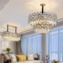 Designer Touch Decorative Luxury Postmodern Silver Round K9 Crystal Pendant Chandelier