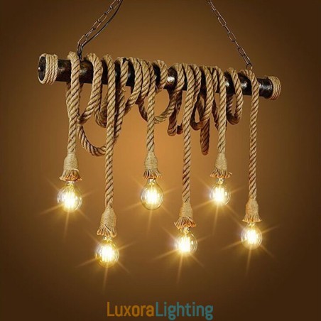 Designer Touch Decorative Vintage Traditional Classic Nordic Style Hemp Rope Chandelier