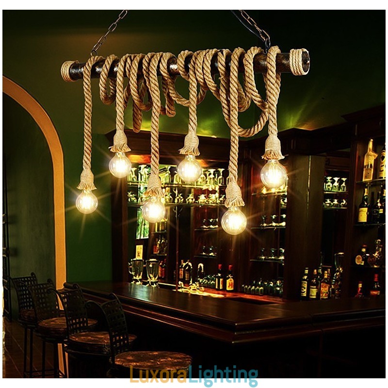 Designer Touch Decorative Vintage Traditional Classic Nordic Style Hemp Rope Chandelier