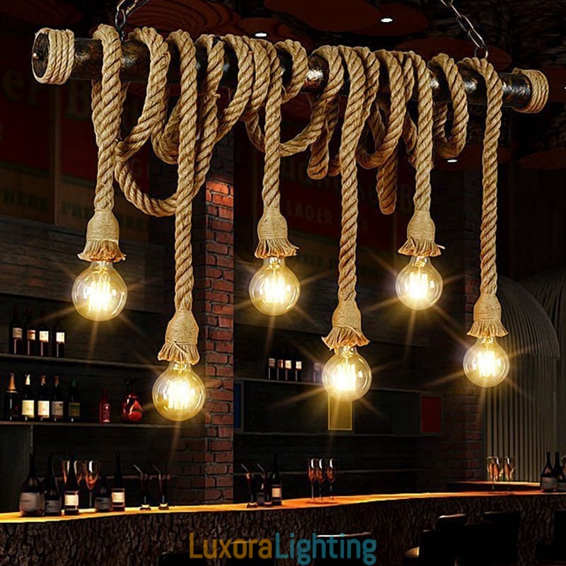 Designer Touch Decorative Vintage Traditional Classic Nordic Style Hemp Rope Chandelier