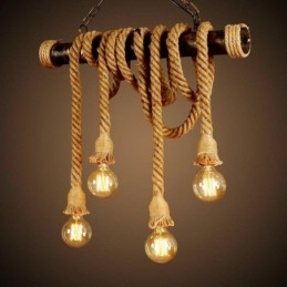 Designer Touch Decorative Vintage Traditional Classic Nordic Style Hemp Rope Chandelier