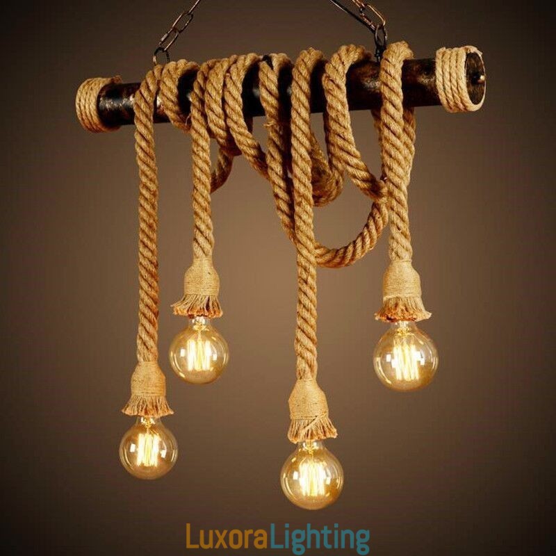 Designer Touch Decorative Vintage Traditional Classic Nordic Style Hemp Rope Chandelier