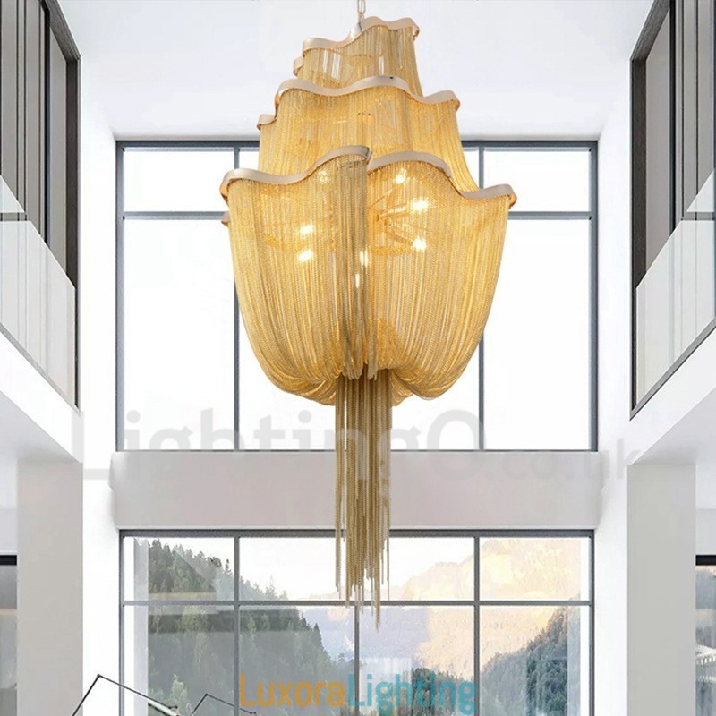 Designer Touch Decorative Tassels Chandelier Pendant Light Silver Gold Colour