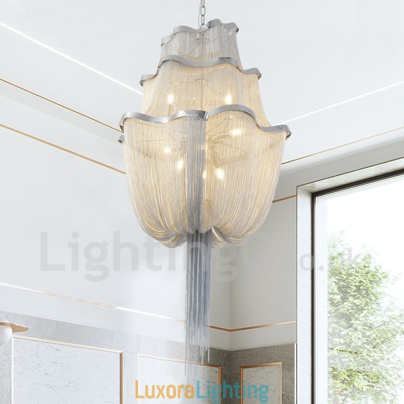 Designer Touch Decorative Tassels Chandelier Pendant Light Silver Gold Colour