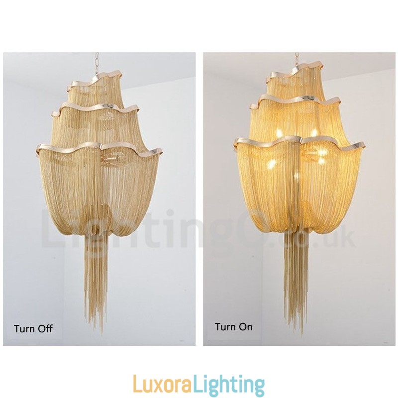 Designer Touch Decorative Tassels Chandelier Pendant Light Silver Gold Colour