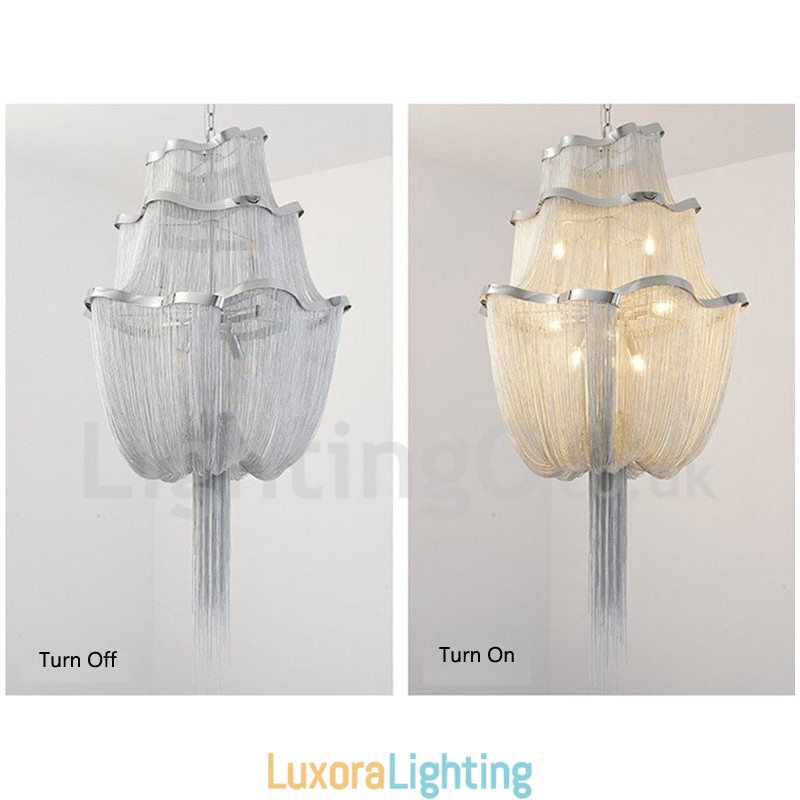 Designer Touch Decorative Tassels Chandelier Pendant Light Silver Gold Colour