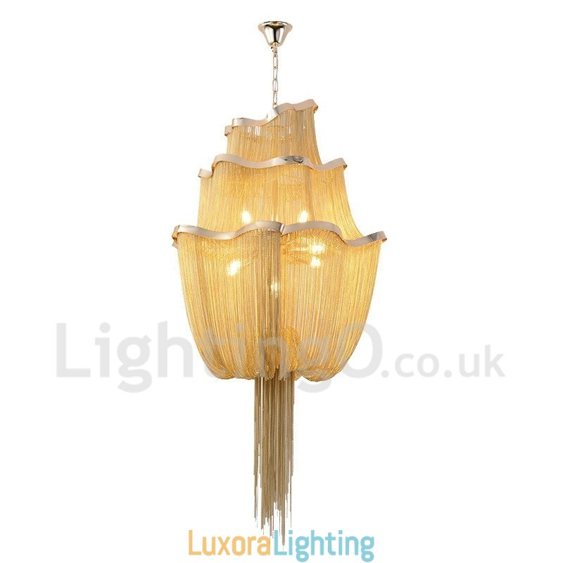 Designer Touch Decorative Tassels Chandelier Pendant Light Silver Gold Colour