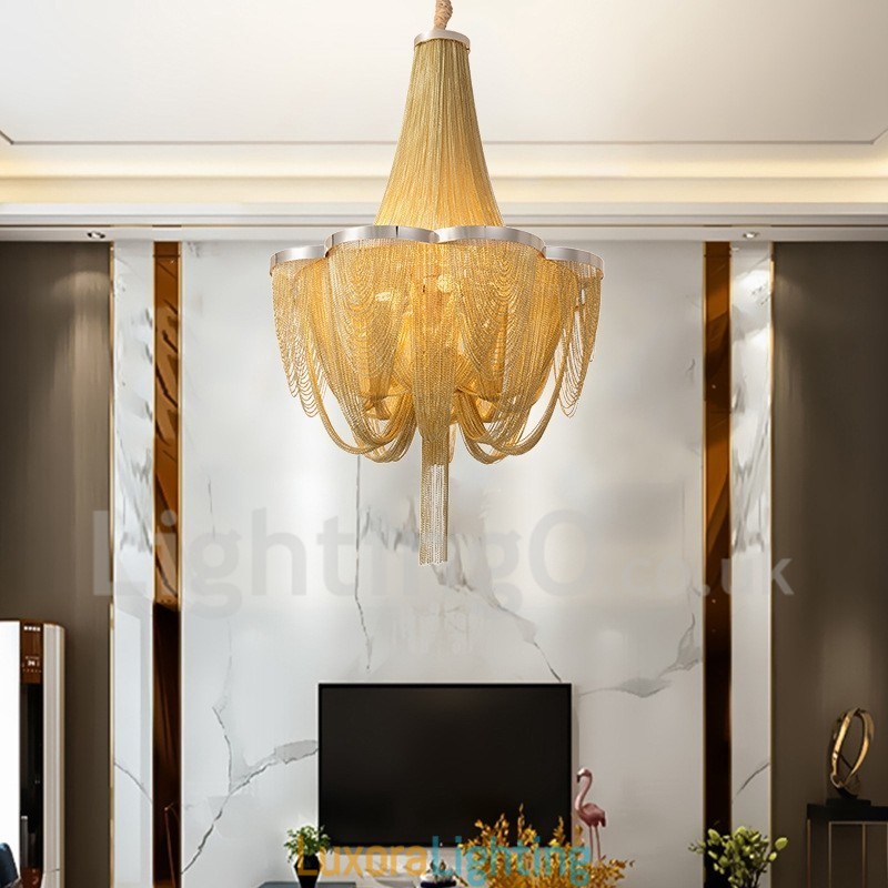 Designer Touch Decorative Tassels Chandelier Pendant Light Silver Gold Colour