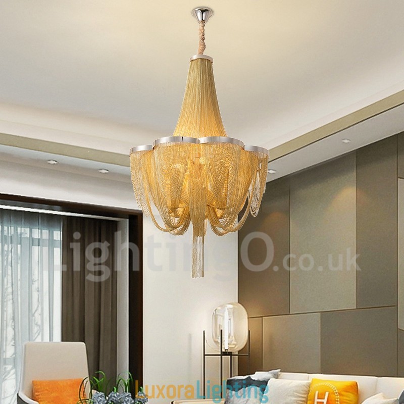 Designer Touch Decorative Tassels Chandelier Pendant Light Silver Gold Colour