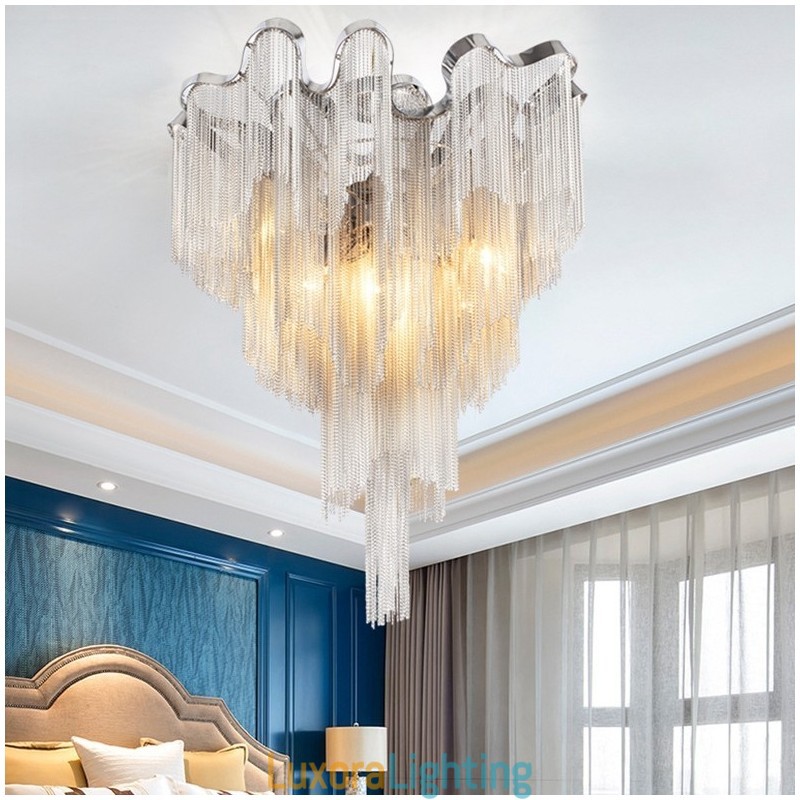 Designer Touch Decorative Tassels Chandelier Ceiling Light Silver Gold Colour