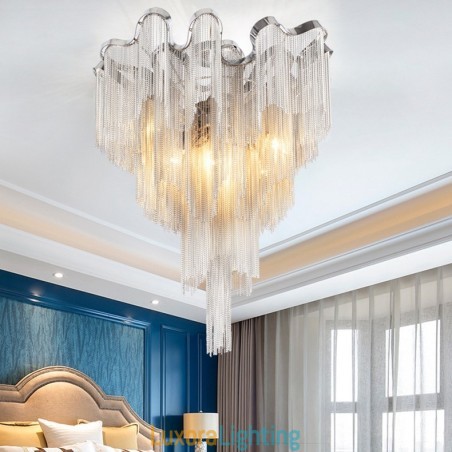Designer Touch Decorative Tassels Chandelier Ceiling Light Silver Gold Colour