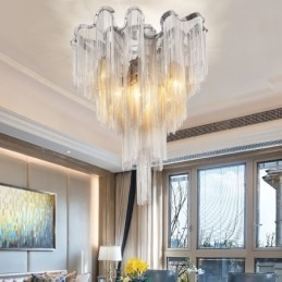 Designer Touch Decorative Tassels Chandelier Ceiling Light Silver Gold Colour