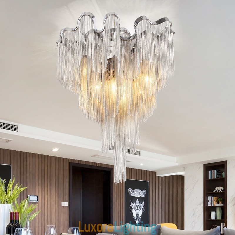 Designer Touch Decorative Tassels Chandelier Ceiling Light Silver Gold Colour