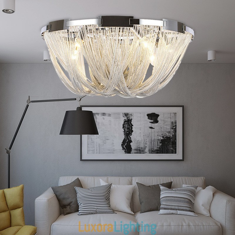 Designer Touch Decorative Tassels Chandelier Ceiling Light Silver Gold Colour