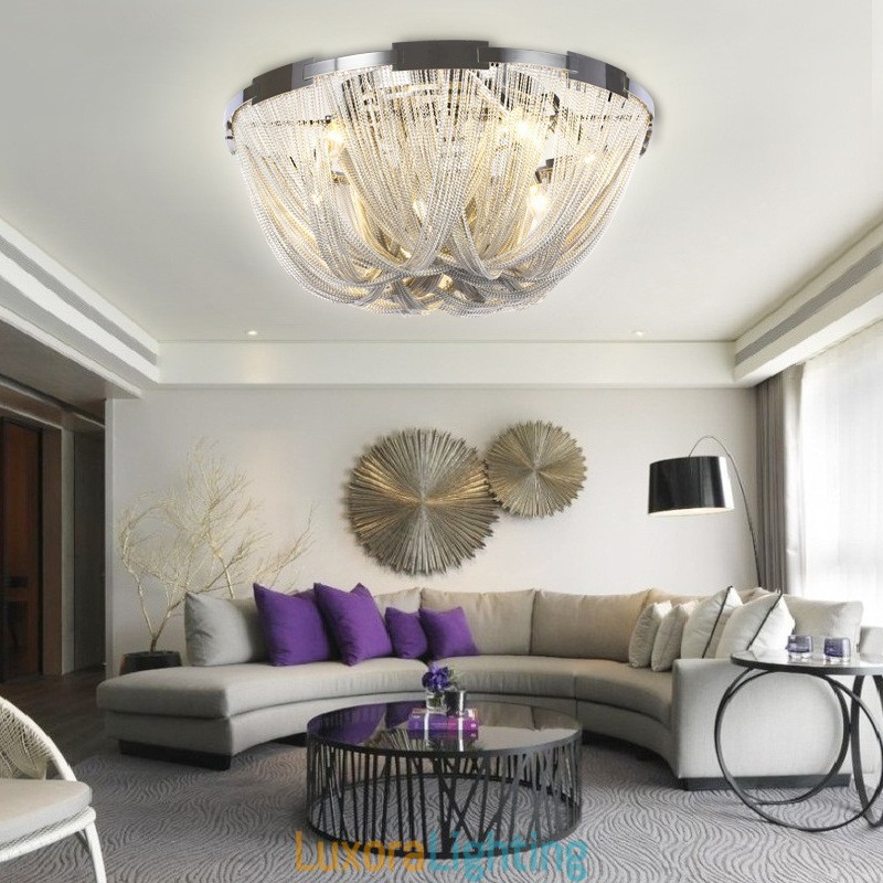 Designer Touch Decorative Tassels Chandelier Ceiling Light Silver Gold Colour