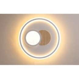 Designer Touch Decorative Wood Dimmable Modern Contemporary Nordic Style Flush Mount Round Ceiling Lights with Remote Control Also Can Be Used As Wall Light